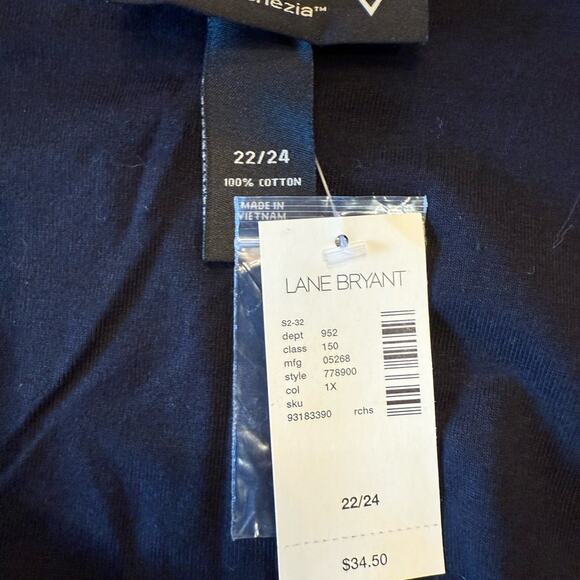 Lane Bryant Venezia Women’s 23/24 Black Jersey 3/4 Sleeve Cotton Sweater NWT - Picture 3 of 8